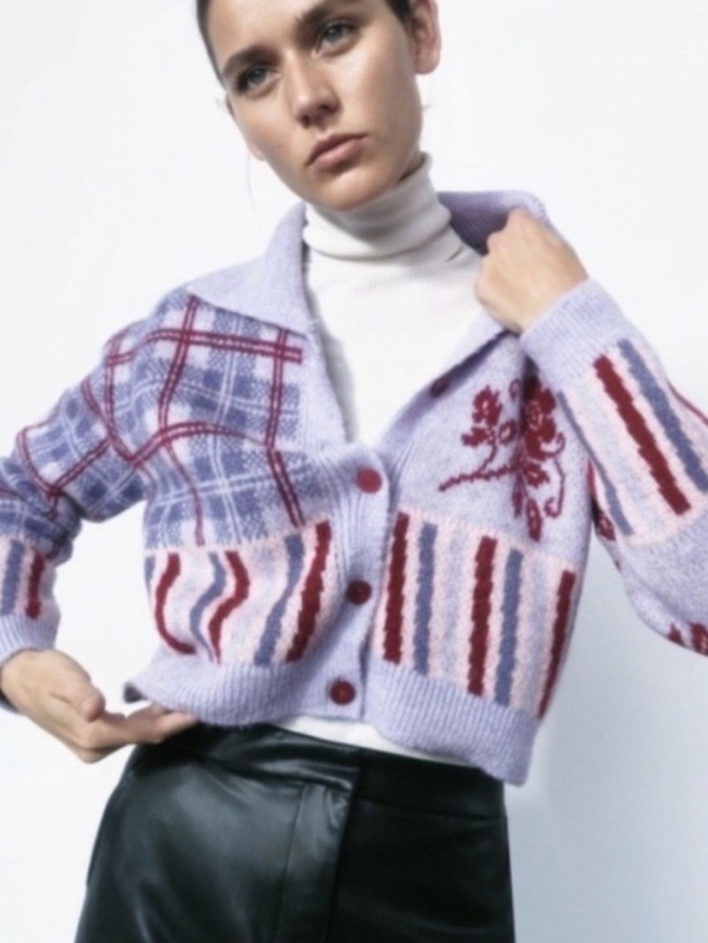 Kut from the kloth mixed pattern chunky cardigan small
